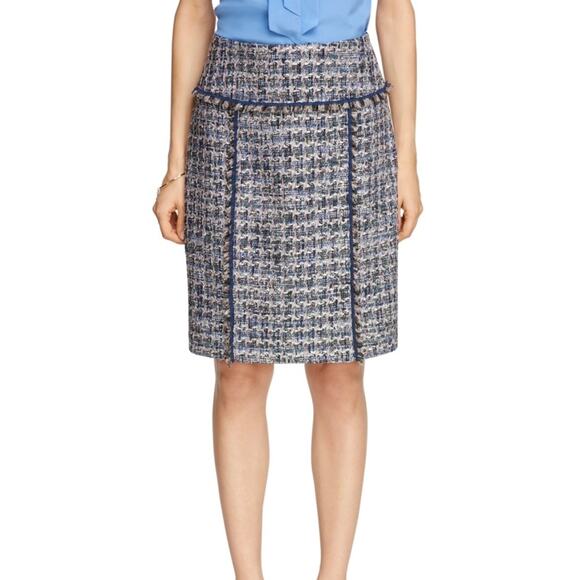 NWT Brooks Brothers navy boucle lined pencil skirt size 2 - Picture 1 of 11